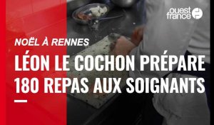 Rennes. Léon le Cochon prépare 180 repas pour le Noël des soignants