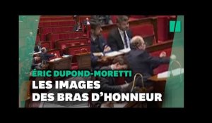 Les images des bras d’honneur de Dupond-Moretti à l'Assemblée