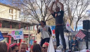 Nîmes: Manifestation contre la réforme des retraites avec la F.S.U