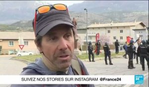Manifestations à l'arrivée d'Emmanuel Macron dans les Hautes-Alpes pour la présentation du "plan eau"