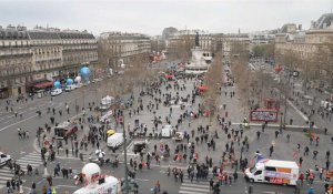 Paris: la place de la République avant le départ de la manifestation