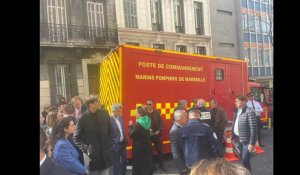 VIDÉO. Effondrement d'immeubles à Marseille : le ministre de l'Intérieur Gérald Darmanin sur place