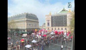Retraites: les manifestants se réunissent place de l'Opéra à Paris