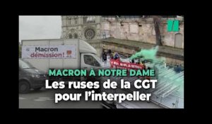 Réforme des retraites : en camion ou en bateau-mouche, la CGT interpelle Macron à Notre-Dame