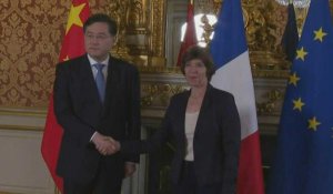 La cheffe de la diplomatie française Catherine Colonna reçoit son homologue chinois Qin Gang