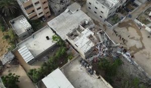 Vues aériennes d'habitations détruites à Gaza après des raids israéliens