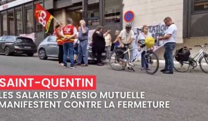 Les salariés d'AESIO mutuelle manifestent contre la fermeture à Saint-Quentin