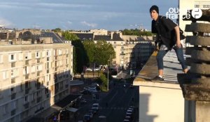 Matthieu Corbel, adepte du Parkour, fait ses acrobaties dans les rues d'Alençon