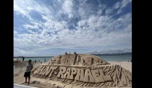 Stephen Lozza, sculpteur sur sable professionnel, montre son talent sur la plage centrale de Saint-Raphaël