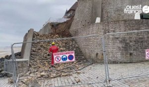 VIDÉO. Après le glissement de terrain à Arromanches-les-Bains, la partie est de la digue restera fermée au public 