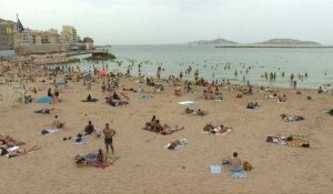 Vague de chaleur: images de la plage des Catalans, à Marseille
