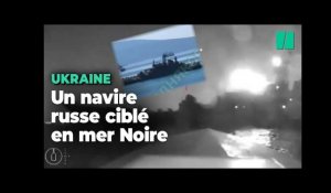 Les images de l’attaque d’un navire russe par un drone maritime ukrainien