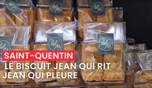 Le biscuit Jean qui rit Jean qui pleure conçu par Fabrice Wernimont pâtissier à la boulangerie La bel air à Saint-Quentin