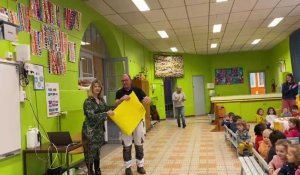 Arras : les maternelles de l'école Séverine remercient les élèves du lycéen Jacques-le-Caron d'avoir réalisé des travaux de rénovation
