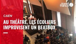 VIDÉO. Au théâtre de Caen, les écoliers improvisent un beatbox avec les rappeurs de 3Pour100