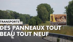 Les panneaux marron des autoroutes près de Reims viennent d'être rénovés