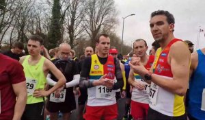 Gauthier Derycke-Chemin réagit après sa victoire au semi-marathon Fabien-Camus de Saint-Quentin