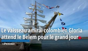 Gloria, le vaisseau amiral colombien attends le Belem au J4