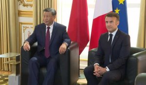 Emmanuel Macron et Xi Jinping s'entretiennent à l'Elysée