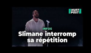 Slimane interrompt sa dernière répétition avec un discours en faveur de la paix