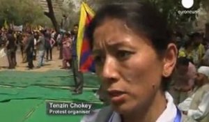 Un Tibétain, opposé à la venue du président chinois,...