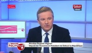 Nicolas Dupont-Aignan :"[François Fillon] n’a pas de projet nouveau, il a le projet ancien qui a échoué"