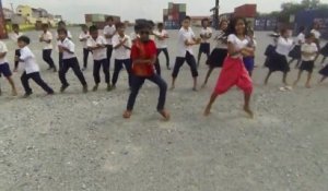 Cambodian Gangnam Style parody by 160 kids from a slum of Phnom Penh.