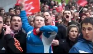 Brest (29. Les supporters emplissent la Place de la Liberté