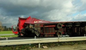 Accident entre 2 camions sur l'A9 Nimes-Montpellier