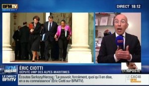 BFM Story: Première sortie publique de Nicolas Sarkozy depuis les affaires Buisson et des écoutes téléphoniques: il n'a fait aucune allusion à ces affaires, selon Éric Ciotti - 10/03