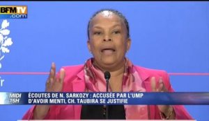 Sarkozy : Taubira martèle qu'elle n'a "pas menti" mais concède un "malentendu"