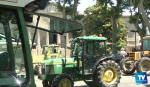 Coup d'éclat des agriculteurs de l'Aude ce jeudi à Carcassonne venus soutenir le Président des J.A pour tapage nocturne.