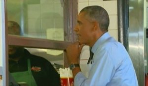Obama organise une réunion dans un fast-food