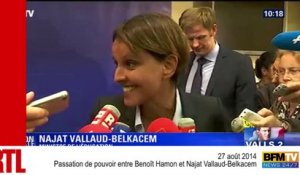 La passation de pouvoir entre Benoît Hamon et Najat Vallaud-Belkacem