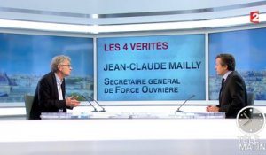 Les 4 Vérités - Jean-Claude Mailly (FO) sur Hollande : "Pas de changement de cap"