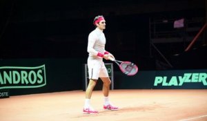 Premier entraînement de R. Federer au stade Mauroy
