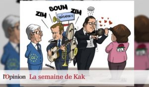 Dessin de Kak : Emmanuel Macron homme-orchestre, Marine Le Pen et les quenelles lyonnaises