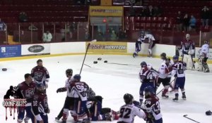 Bagarre en hockey, pendant l'échauffement! Laval vs St George LNAH, 11 janvier 2015