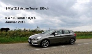 Vidéo : le 0 à 100 km/h à bord de la BMW 218d Active Tourer 150 ch