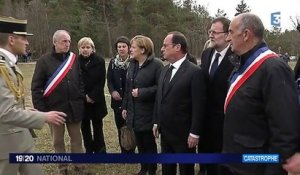 Hollande, Merkel et Rajoy se sont recueillis sur les lieux du crash de l'A320