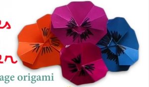 origami pensée, fleur en papier