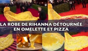 La robe de Rihanna détournée en omelette et pizza