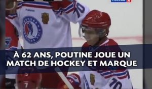 Vladimir Poutine joue un match de hockey sur glace et marque des buts