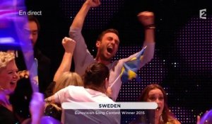 La Suède (Måns Zelmerlöw) remporte l'Eurovision 2015 et explose de joie