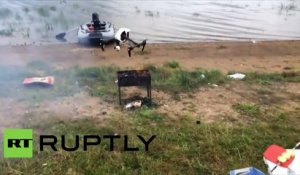 Un drone, assistant barbecue à la russe