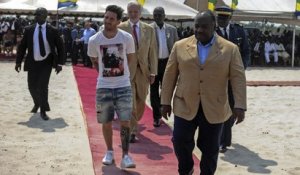 GABON: L'arrivée du Président Ali Bongo et Lionel Messi au Stade Port-Gentil pour poser la première pierre
