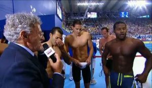 La joie des Français, médaillés de bronze au relais 4x100 m 4 nages : "C'est la cerise sur le gâteau !"