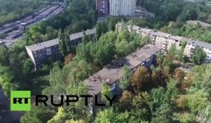 Ukraine : Ruines de Donetsk filmées par un drone