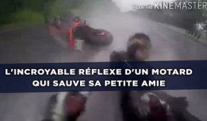L'incroyable réflexe d'un motard qui sauve sa petite amie