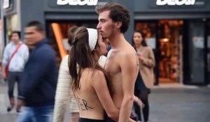 Ils manifestent nus, à Lille, rue de Béthune